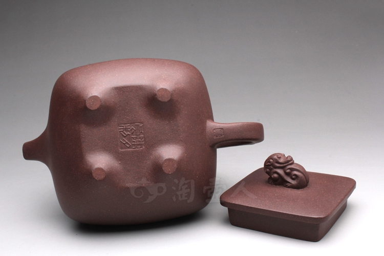正宗原矿宜兴紫砂壶-四方天尊-陈夕良全手工制作-原矿青灰泥紫砂泥料