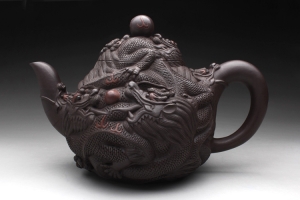 葛岳纯原矿紫茄泥《九龙》宜兴紫砂壶作品