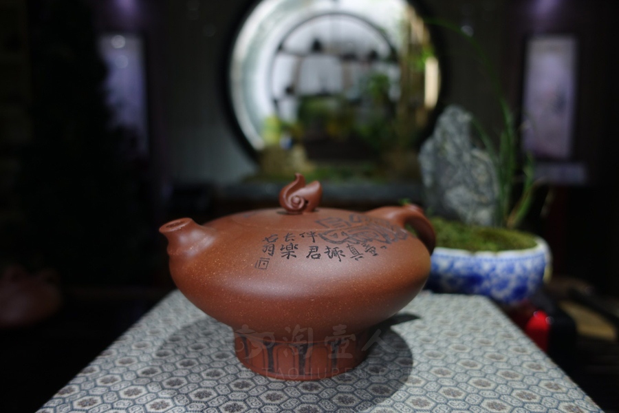正宗原矿宜兴紫砂壶-凤鸣-沈俊全手工制作-原矿清水泥紫砂泥料