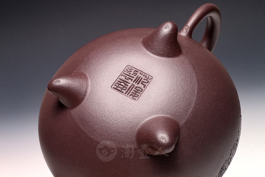 正宗原矿宜兴紫砂壶-汉韵三脚-沈俊全手工制作-原矿青灰泥紫砂泥料