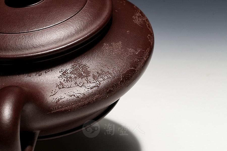 宜兴名家王旭生紫砂壶作品《虚扁壶》原矿全手工优惠