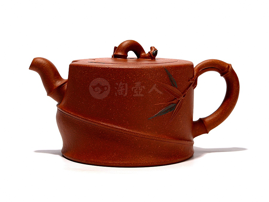 竹段透かし壺 中国茶器  宜興 茶道具 紫砂壺 紫砂急須 朱泥　新品未使用 竹段壶_竹段紫砂壶图片文字解说
