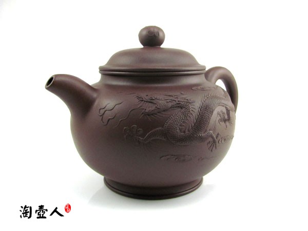 正宗原矿宜兴紫砂壶-堆龙掇只-陈凤鸣全手工制作-陈腐紫泥紫砂泥料