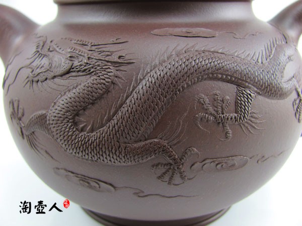 正宗原矿宜兴紫砂壶-堆龙掇只-陈凤鸣全手工制作-陈腐紫泥紫砂泥料