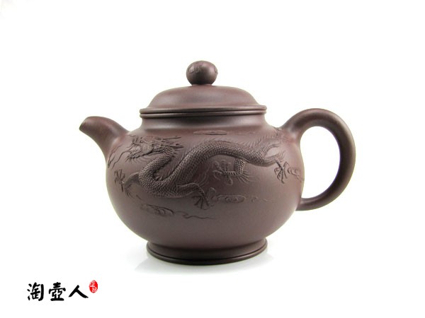 正宗原矿宜兴紫砂壶-堆龙掇只-陈凤鸣全手工制作-陈腐紫泥紫砂泥料