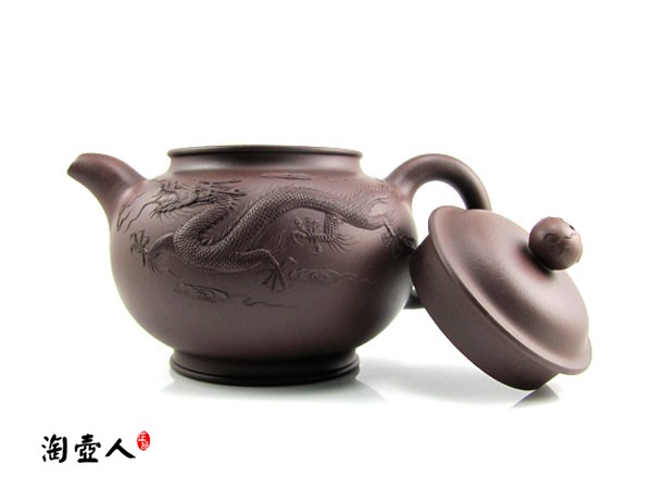 正宗原矿宜兴紫砂壶-堆龙掇只-陈凤鸣全手工制作-陈腐紫泥紫砂泥料