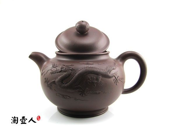 正宗原矿宜兴紫砂壶-堆龙掇只-陈凤鸣全手工制作-陈腐紫泥紫砂泥料