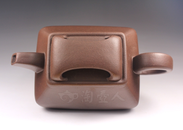 正宗原矿宜兴紫砂壶-牛盖四方-许定华全手工制作-原矿紫泥紫砂泥料