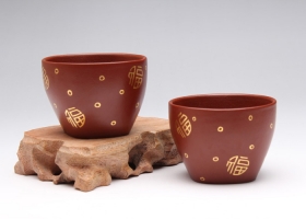 大红袍品茗杯(镶金)