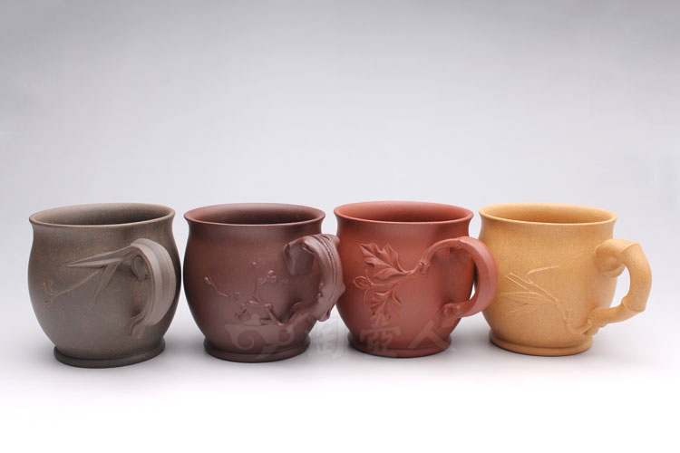 正宗原矿宜兴紫砂壶-梅兰竹菊组杯-周伟光全手工制作-紫砂泥料