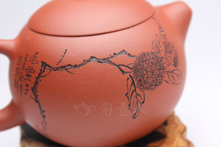 正宗原矿宜兴紫砂壶-红泥西施(毛栗)-刘一飞全手工制作-原矿红泥紫砂泥料