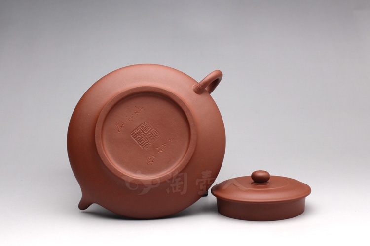 正宗原矿宜兴紫砂壶-底槽清小虚扁-全手工制作-原矿底槽清紫砂泥料