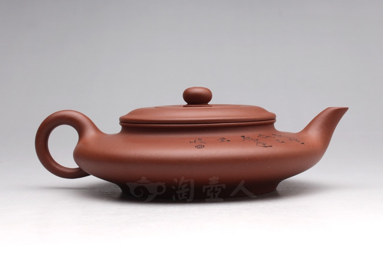 正宗原矿宜兴紫砂壶-底槽清小虚扁-全手工制作-原矿底槽清紫砂泥料