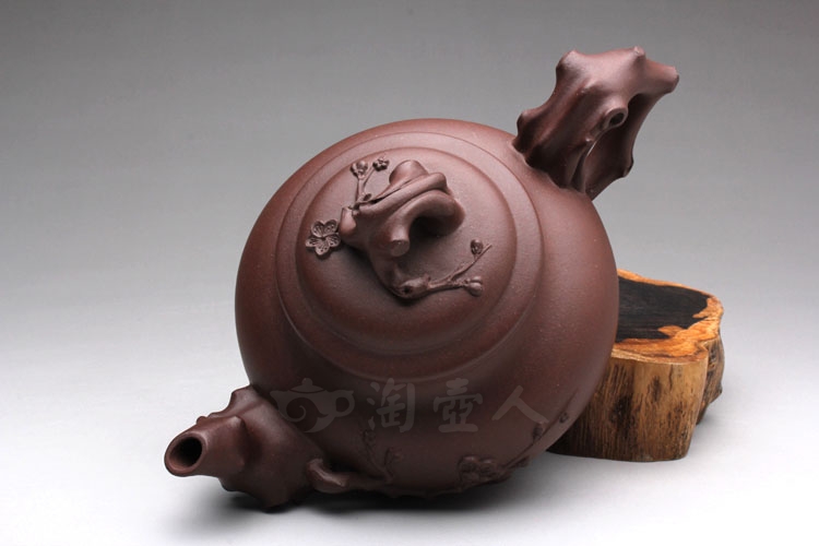 正宗原矿宜兴紫砂壶-梅报春-周敏全手工制作-原矿紫泥紫砂泥料