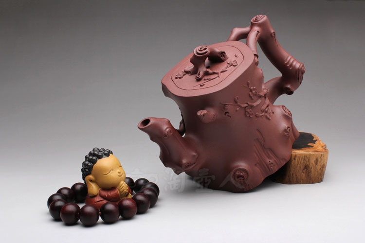 正宗原矿宜兴紫砂壶-梅桩套壶-周敏全手工制作-原矿紫泥紫砂泥料
