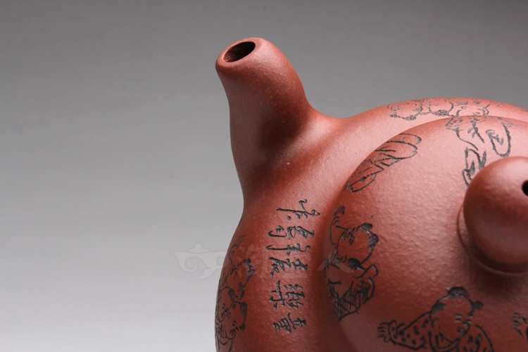 童子思源壶(林振良刻)-紫砂壶图片