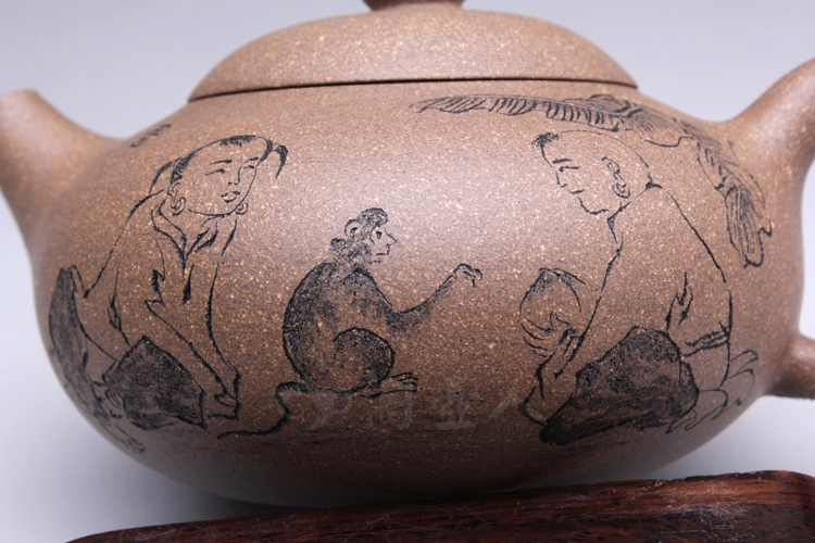 正宗原矿宜兴紫砂壶-扁西施(老段泥)-潘国良全手工制作-原矿老段泥紫砂泥料