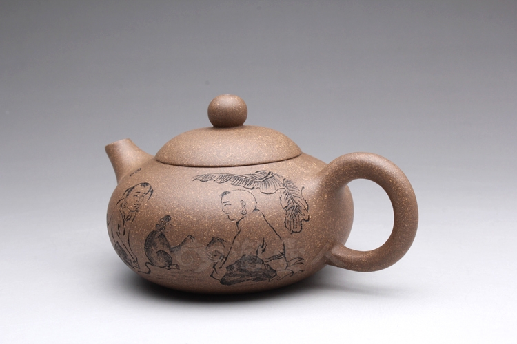 正宗原矿宜兴紫砂壶-扁西施(老段泥)-潘国良全手工制作-原矿老段泥紫砂泥料