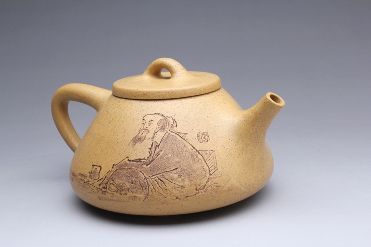 正宗原矿宜兴紫砂壶-段泥大石瓢(人物)-刘一飞全手工制作-原矿段泥