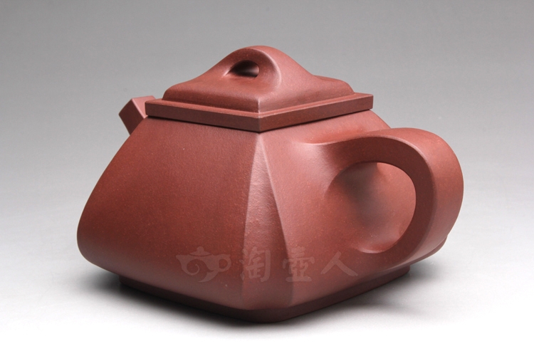 正宗原矿宜兴紫砂壶-抽角四方石瓢-卢宁刚全手工制作-原矿底槽清紫砂泥料