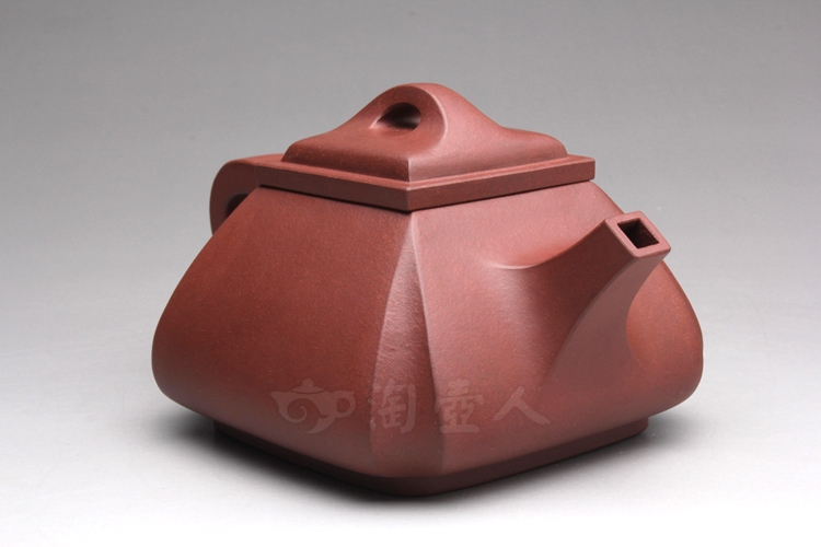 正宗原矿宜兴紫砂壶-抽角四方石瓢-卢宁刚全手工制作-原矿底槽清紫砂泥料