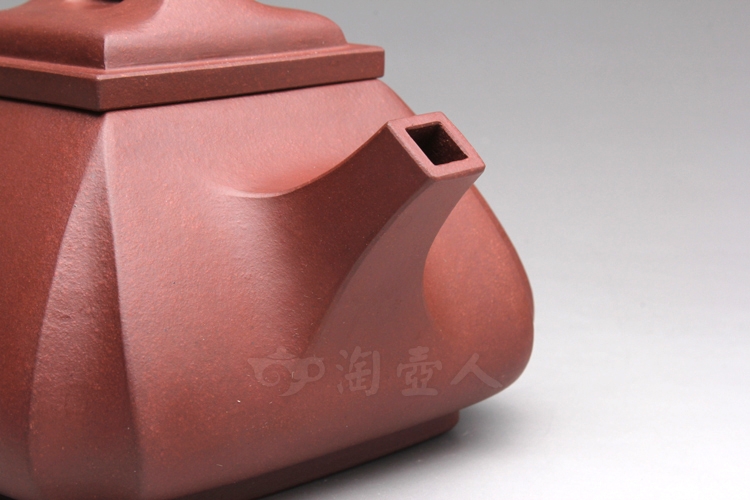 正宗原矿宜兴紫砂壶-抽角四方石瓢-卢宁刚全手工制作-原矿底槽清紫砂泥料