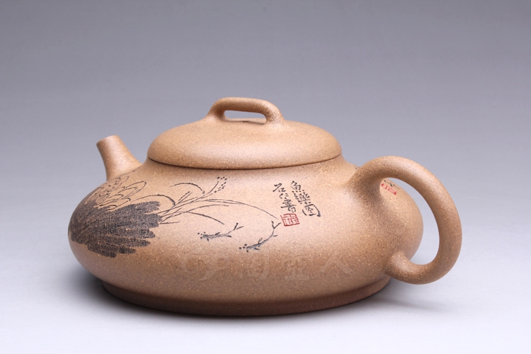 正宗原矿宜兴紫砂壶-石瓢(以荷为贵)-陈凤鸣全手工制作-原矿段泥紫砂泥料