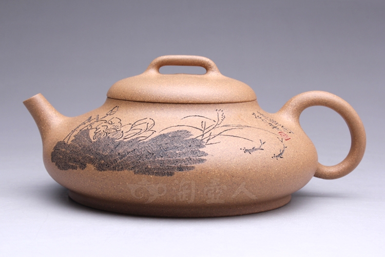 正宗原矿宜兴紫砂壶-石瓢(以荷为贵)-陈凤鸣全手工制作-原矿段泥紫砂泥料