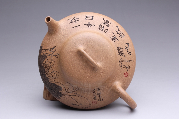 正宗原矿宜兴紫砂壶-石瓢(以荷为贵)-陈凤鸣全手工制作-原矿段泥紫砂泥料