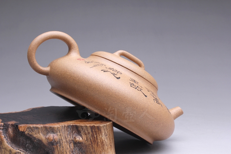 正宗原矿宜兴紫砂壶-石瓢(以荷为贵)-陈凤鸣全手工制作-原矿段泥紫砂泥料