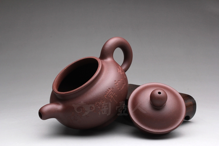 正宗原矿宜兴紫砂壶-风影壶(林振良装饰)-陈顺培全手工制作-原矿底槽