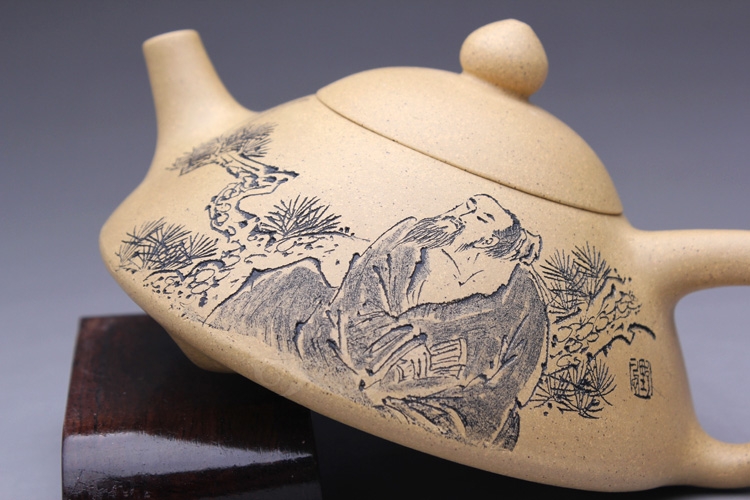 正宗原矿宜兴紫砂壶-东坡石瓢-刘一飞全手工制作-黄金段泥紫砂泥料
