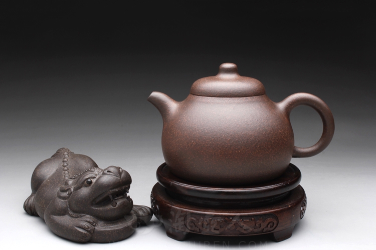 正宗原矿宜兴紫砂壶-匏瓜壶-陈夕良全手工制作-原矿铁砂泥紫砂泥料