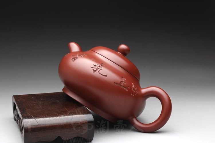 正宗原矿宜兴紫砂壶-大红袍玉乳(刻绘)-范泽洪全手工制作-原矿大红袍紫砂泥料