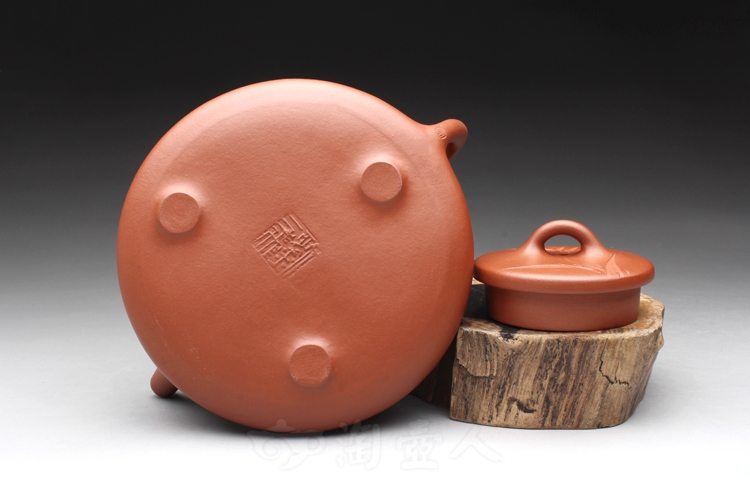 正宗原矿宜兴紫砂壶-朱泥石瓢(竹子)-刘一飞全手工制作-原矿朱泥紫砂泥料