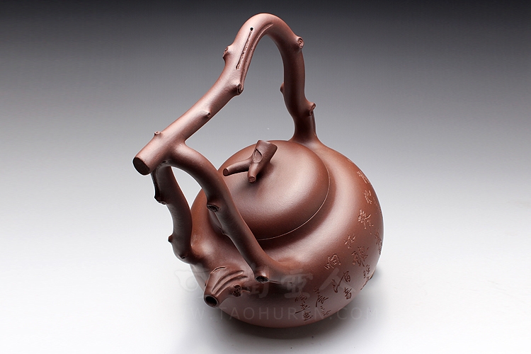 正宗原矿宜兴紫砂壶-东坡提梁-陈夕良全手工制作-原矿底槽清紫砂泥料