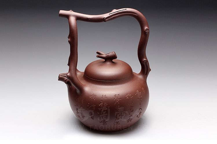 正宗原矿宜兴紫砂壶-东坡提梁-陈夕良全手工制作-原矿底槽清紫砂泥料