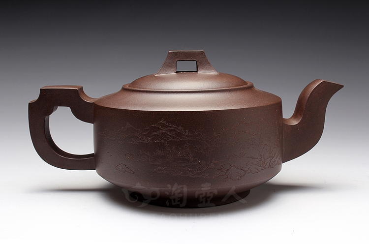 正宗原矿宜兴紫砂壶-汉君壶-陈夕良全手工制作-原矿黑星砂紫砂泥料