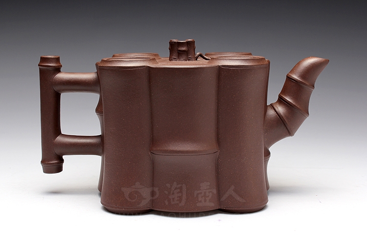 正宗原矿宜兴紫砂壶-五竹壶-陈夕良全手工制作-原矿底槽清紫砂泥料