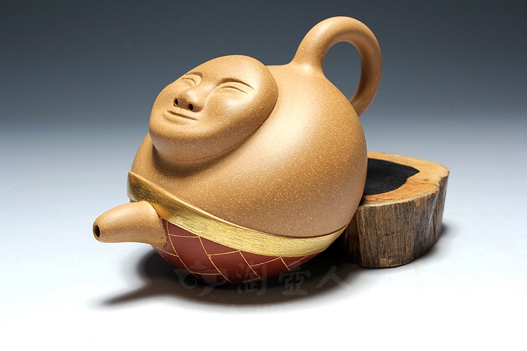 正宗原矿宜兴紫砂壶-袈裟壶-吴锡初全手工制作-原矿段泥紫砂泥料