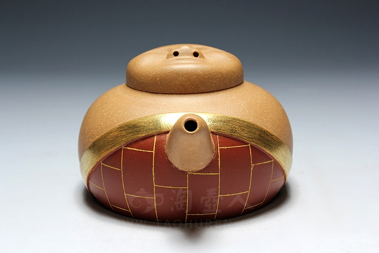 正宗原矿宜兴紫砂壶-袈裟壶-吴锡初全手工制作-原矿段泥紫砂泥料