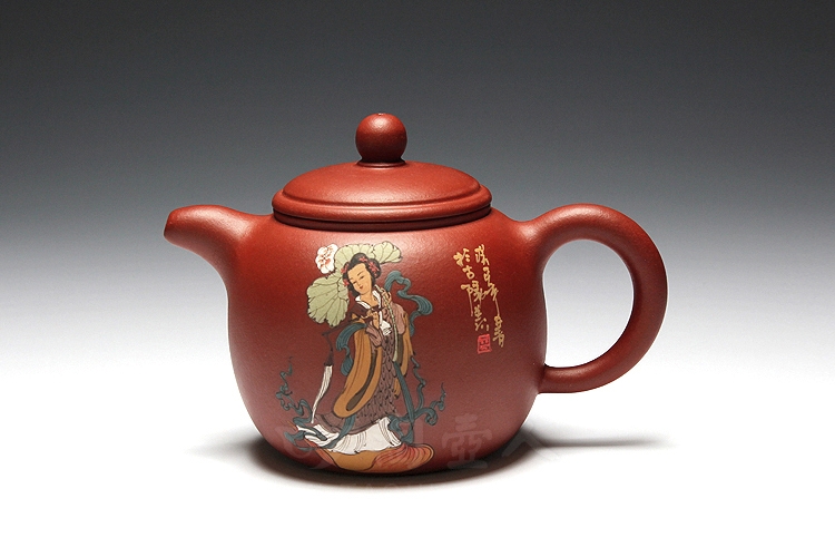 正宗原矿宜兴紫砂壶-八仙(何仙姑)-张萍全手工制作-原矿红清水泥紫砂泥料