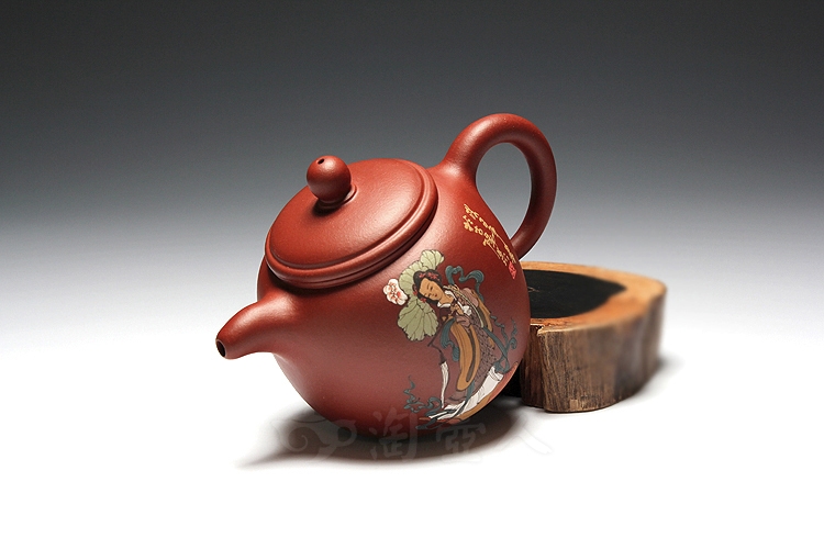 正宗原矿宜兴紫砂壶-八仙(何仙姑)-张萍全手工制作-原矿红清水泥紫砂泥料