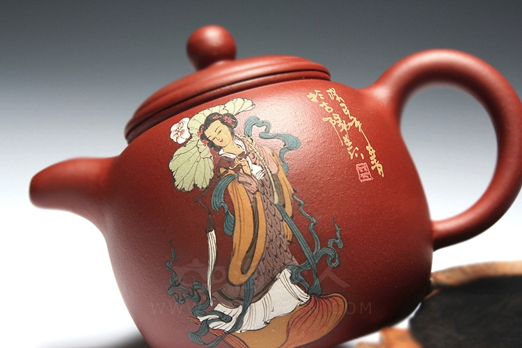 正宗原矿宜兴紫砂壶-八仙(何仙姑)-张萍全手工制作-原矿红清水泥紫砂泥料