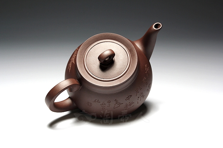 正宗原矿宜兴紫砂壶-饮水思源-徐安碧全手工制作-原矿紫泥紫砂泥料