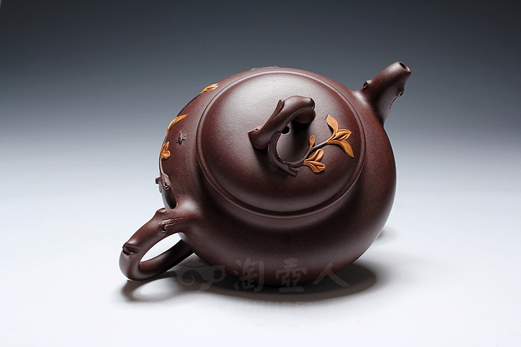 正宗原矿宜兴紫砂壶-玉兰花-钱祥芬全手工制作-原矿紫泥紫砂泥料