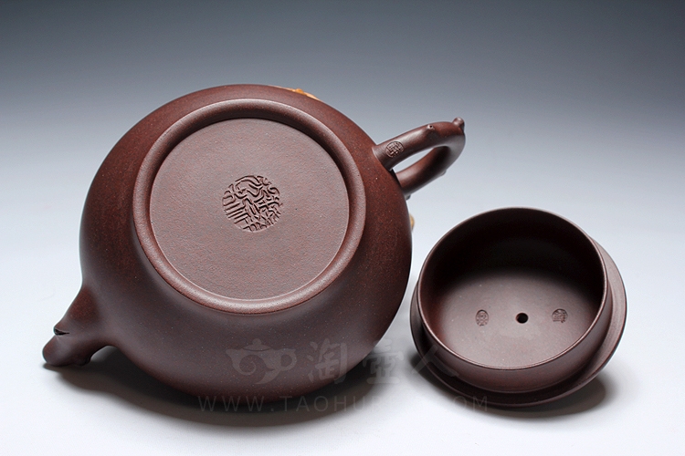 正宗原矿宜兴紫砂壶-玉兰花-钱祥芬全手工制作-原矿紫泥紫砂泥料