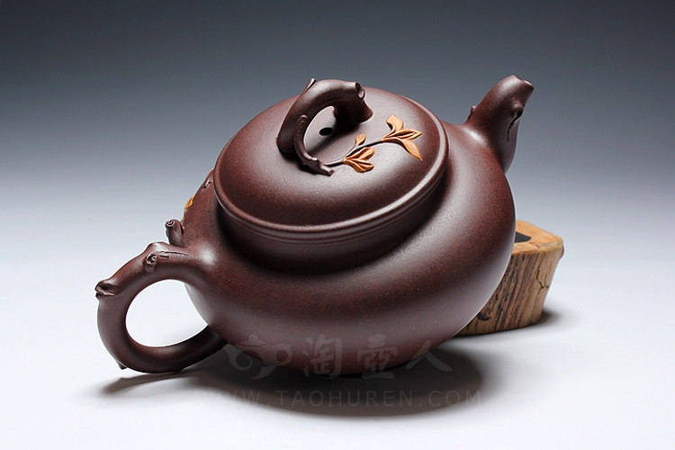 正宗原矿宜兴紫砂壶-玉兰花-钱祥芬全手工制作-原矿紫泥紫砂泥料