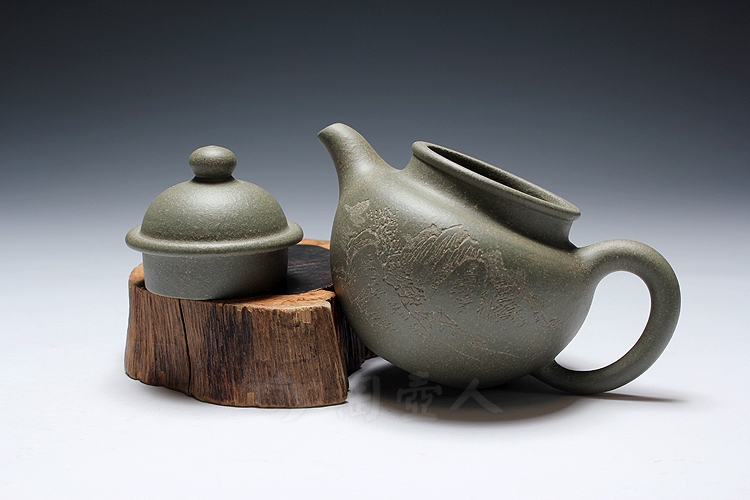 正宗原矿宜兴紫砂壶-掇球-李霞全手工制作-原矿竹青泥紫砂泥料