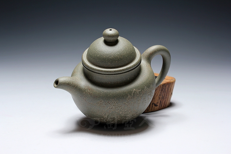 正宗原矿宜兴紫砂壶-掇球-李霞全手工制作-原矿竹青泥紫砂泥料